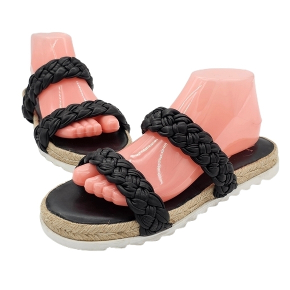 NEW Marc Fisher Jaimee Braided Two Strap Espadrille Jute Slide Sandals Size 8.5 - Picture 1 of 11